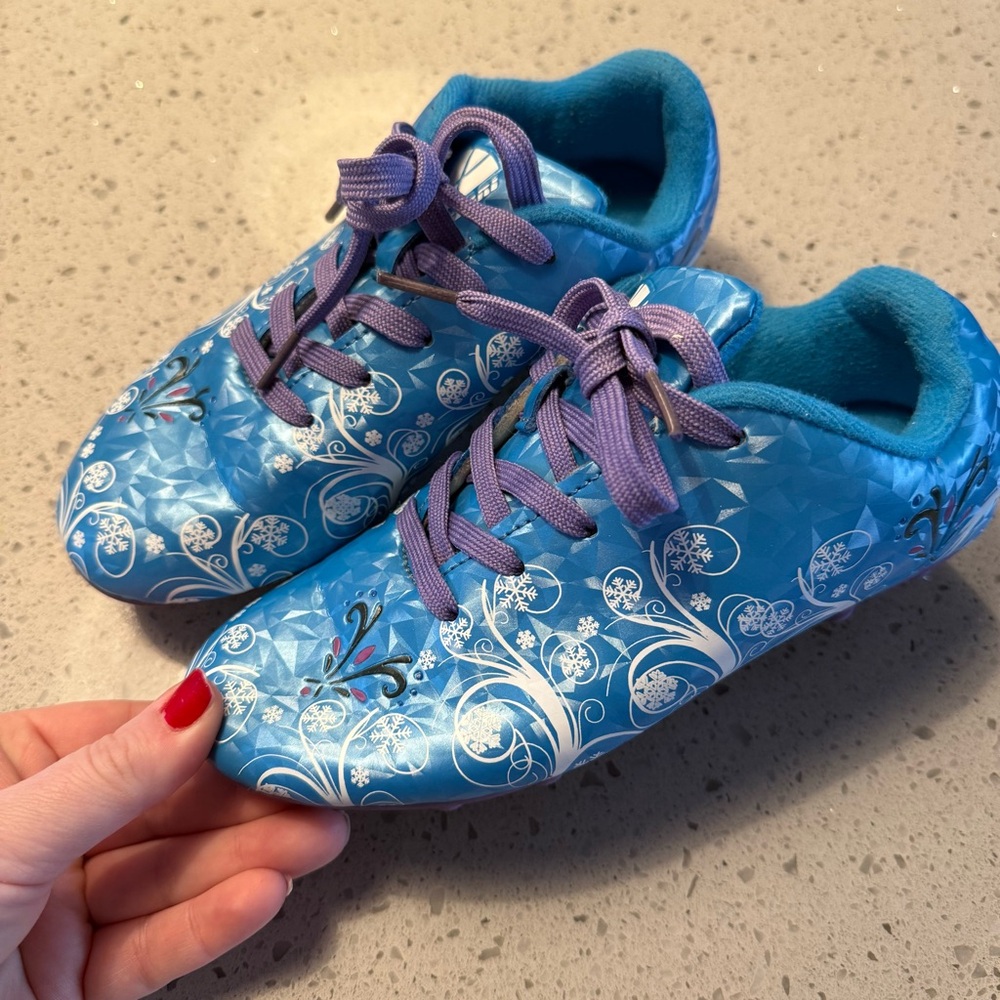 Kids Blue Floral Athletic Shoes with Purple Laces